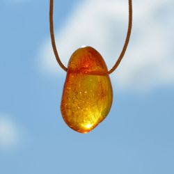small Baltic amber drop/ japanese silk cord choker necklace