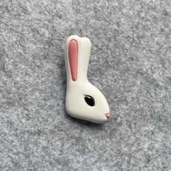 Ceramic Bunny Pin. Rabbit Brooch