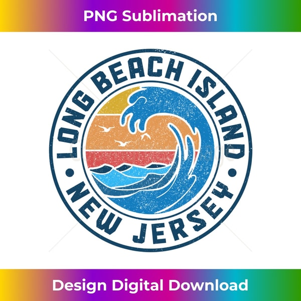 Long Beach Island New Jersey LBI Vintage Long Sleeve - Digital Sublimation Download File