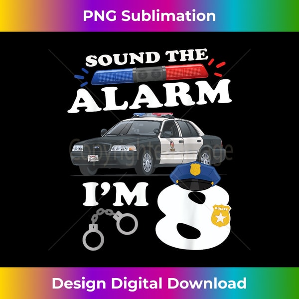 8 Year Old Cop Birthday Police Car 8th Birthday Police Theme - Elegant Sublimation PNG Download