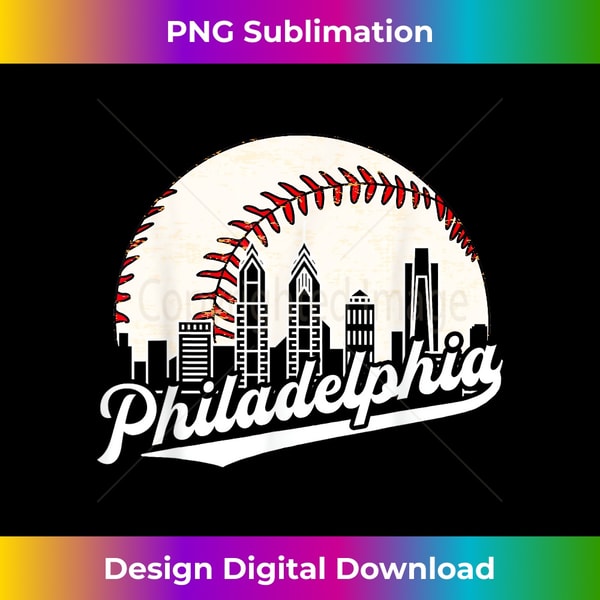 Philadelphia Skyline Philly Cityscape Baseball Retro Vintage 1 - Instant PNG Sublimation Download