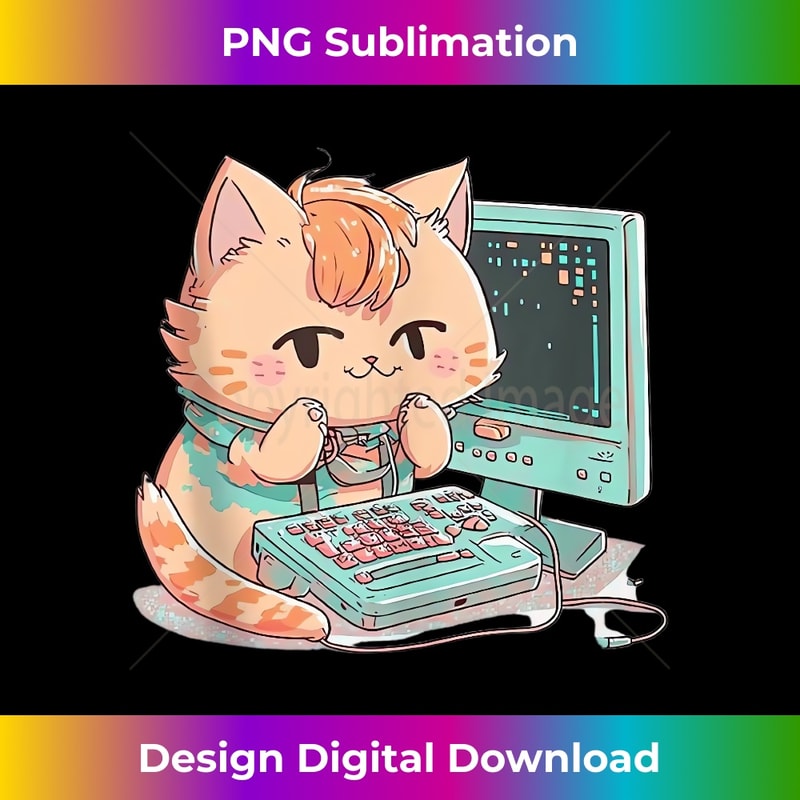 Program Kitten Gamer Cat Programmer Purr Code Programming Tank Top - Modern Sublimation PNG File