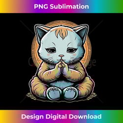 womens meditate kitten holy mediating cat faith god religion tank top - premium png sublimation file