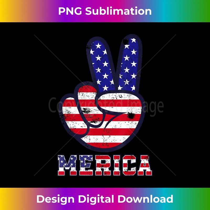Merica Peace Sign 4th Of July American USA Flag Patriotic - Unique Sublimation PNG Download