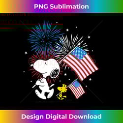 peanuts - snoopy & woodstock american flags & fireworks tank top