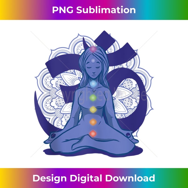 Meditating Woman Chakra Lotus Om Symbol - Exclusive PNG Sublimation Download