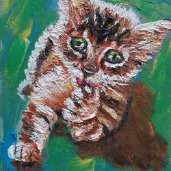 Sweet kitten oil painting 4x6inch