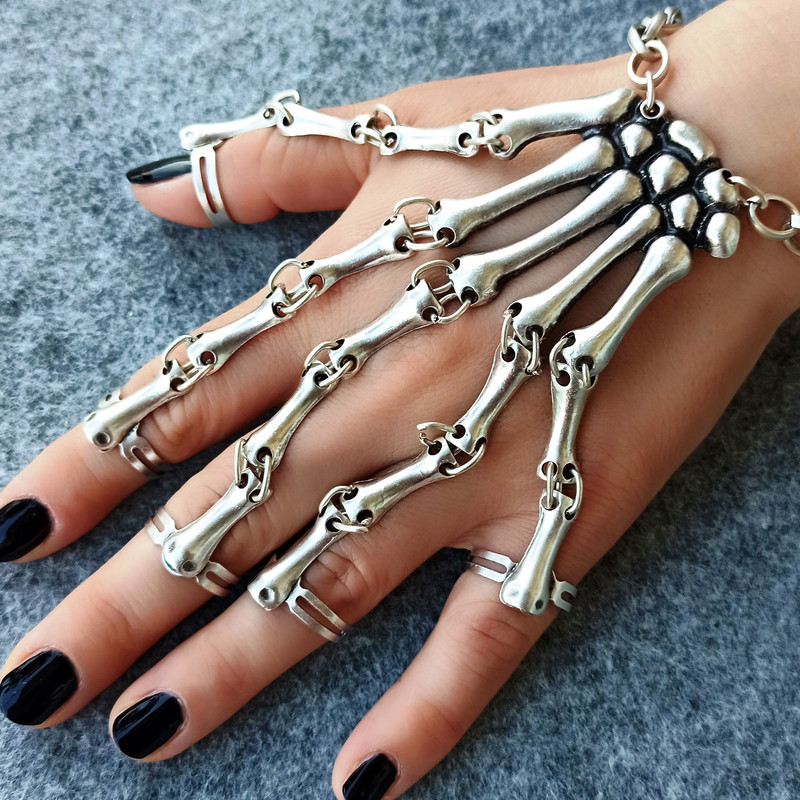 Halloween Gothic Bracelet  Skeleton Bracelet  Halloween Jewelry  Skull Bracelet  Halloween Gift  Christmas Gift 1