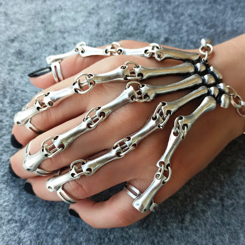 Halloween Gothic Bracelet  Skeleton Bracelet  Halloween Jewelry  Skull Bracelet  Halloween Gift  Christmas Gift 2