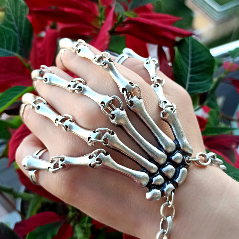 Halloween Gothic Bracelet  Skeleton Bracelet  Halloween Jewelry  Skull Bracelet  Halloween Gift  Christmas Gift 6