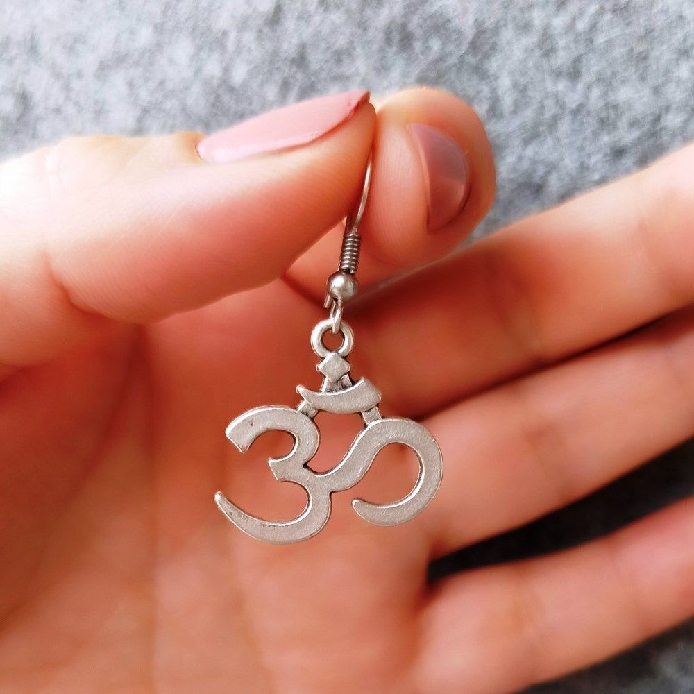 OHM YOGA EARRINGS Handmade Silver Dangle Earrings Spiritual Boho Jewelry For Women Unique Handma 3