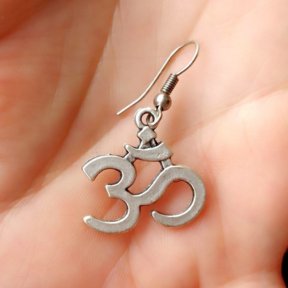 OHM YOGA EARRINGS Handmade Silver Dangle Earrings Spiritual Boho Jewelry For Women Unique Handma 4