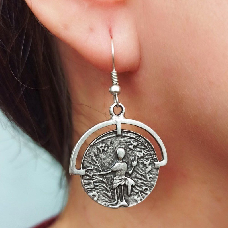 Mythological Earrings  Handmade Dangle Silver Earrings For Women  Boho Statement Jewelry  Unique Ha 0