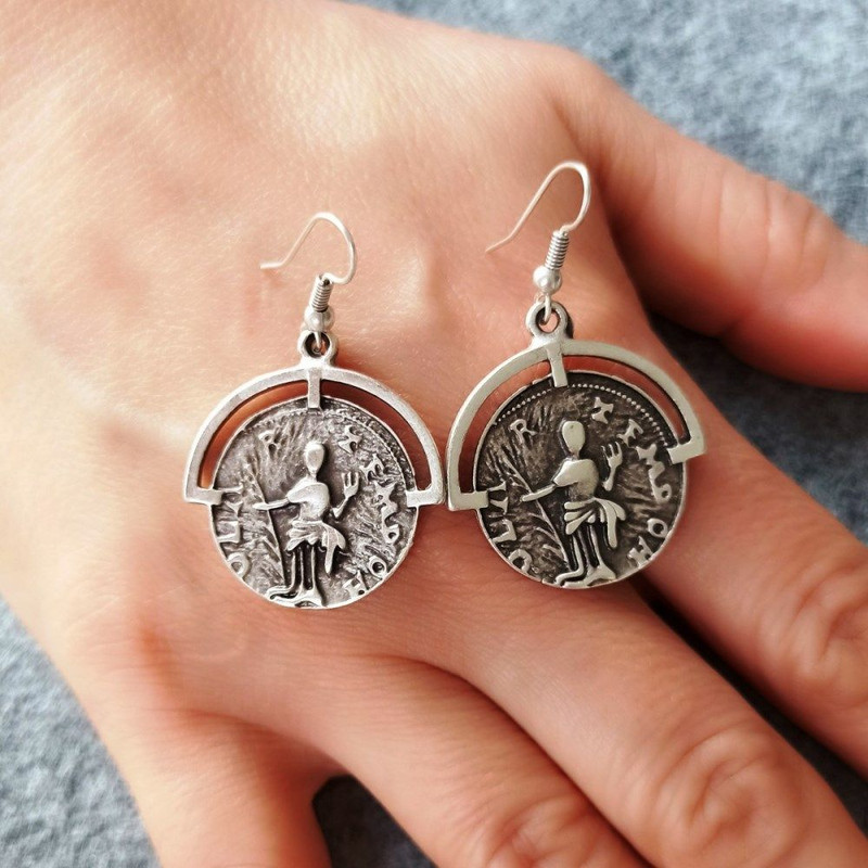 Mythological Earrings  Handmade Dangle Silver Earrings For Women  Boho Statement Jewelry  Unique Ha 4