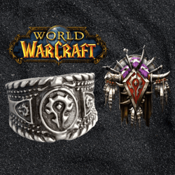 world of warcraft horde wow silver men ring adjustable handmade ring - 8888880021109