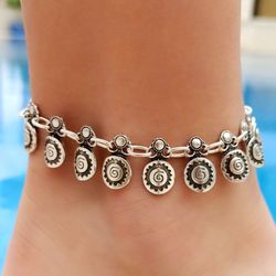 authentic motif anklet bracelet - silver anklet women bracelet - summer jewelry - body beach jewelry - 8888880050017