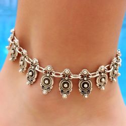 antique silver anklet – adjustable boho anklet for women – ethnic foot jewelry – festival anklet bracelet - 888888005002