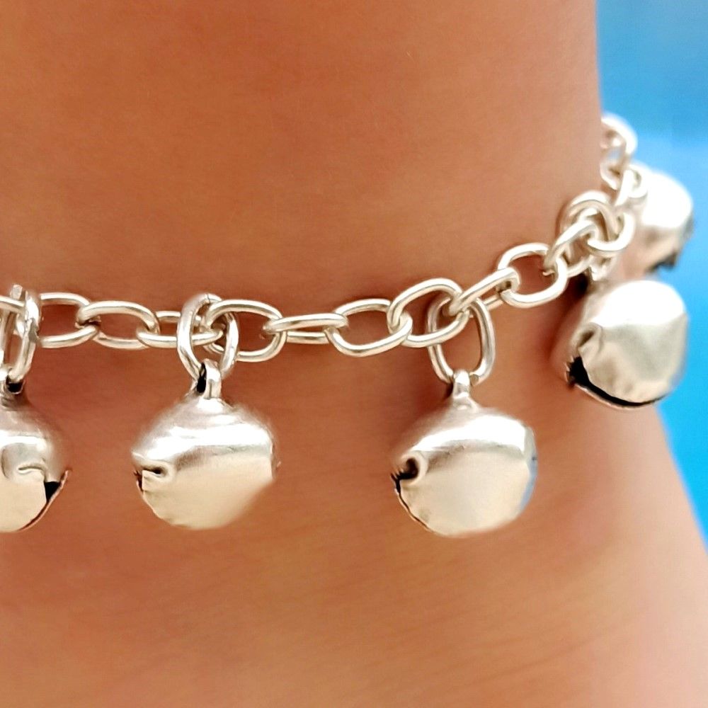 Beaded Anklet With Chime  Adjustable Antique Silver  Boho Beach Jewelry Gift For Women  88888800500 1