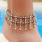 DoubleStrand Beaded Anklet Adjustable Antique Silver Plated Chunky Beads Boho Beach Jewelry 888 2