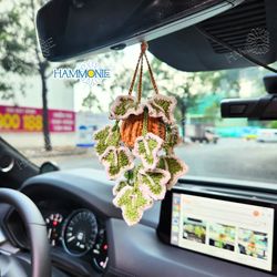 Crochet Ivy Plant, Crochet Plant Car Mirror Hanging, Car Accessories, Plant Lover Gift