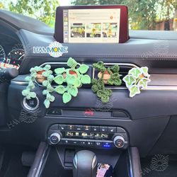 Crochet Lucky & Ivy Plant Car Air Freshener Decor, Car Accessories for Plant Lover, Car Oil Diffuser