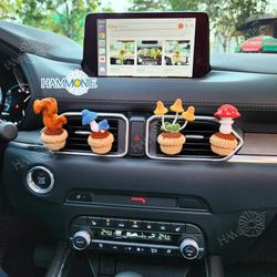 Crochet Mushroom Car Vent Clip, Crochet Car Air Freshener Decor, Car Accessories