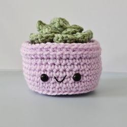 Crochet Small Succulent in Lavender Pot, Crochet Plants, Crochet Succulent Plant