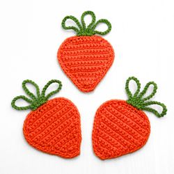 Crochet Carrot Coaster Set, Crochet Easter, Easter Decoration, Vegetable Coaster