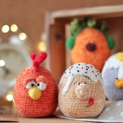Crochet Easter Decoration, Crochet Chicken, Crochet Rabbit, Crochet Easter Cake