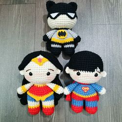 Crochet Mini Avengers Marvel, Avengers Marvel Amigurumi Crochet Superman/Wonder Women/ Batman