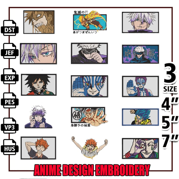 15 Anime Embroidery Design File Bundle | Inspire Uplift