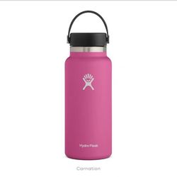 hydro flask stainless steel wide mouth water bottle with flex cap and double-wall vacuum insulation pink
