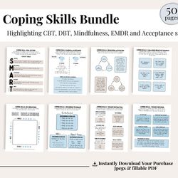 Coping Skills Bundle, Anxiety Coping Cards, Social Emotional Regulation, Therapy Resources, Therapy tools