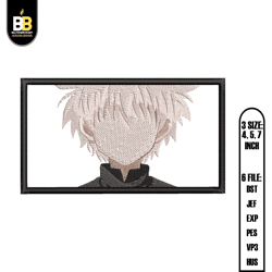 zoldyck killua face rectangle anime embroidery file,embroidery files, digital embroidery design file