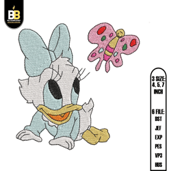 cute baby daisy duck embroidery design, embroidery design, digital embroidery, embroidery file
