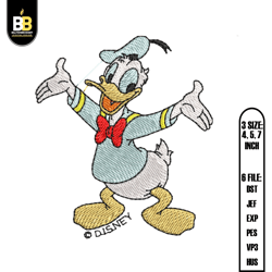 daisy duck embroidery design, embroidery design, digital embroidery, embroidery file