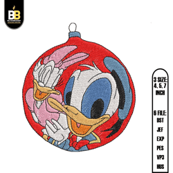 donald daisy duck christmas ornament embroidery , digital embroidery,embroidery files