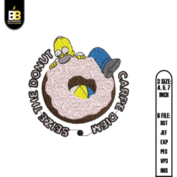 homer simpsons seize the donut embroidery,simpsons embroidery, embroidery design,digital embroidery