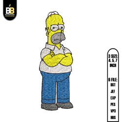 homer simpson embroidery, simpsons embroidery, embroidery design,digital embroidery
