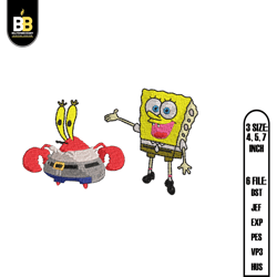 mr. krabs and spongebob embroidery , digital embroidery,embroidery files, digital embroidery design