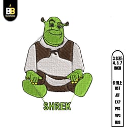 shrek sitting logo embroidery , digital embroidery,embroidery files, digital embroidery design,