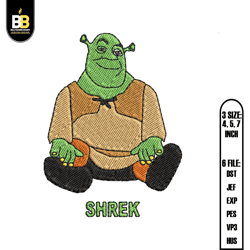 sitting shrek machine embroidery, digital embroidery,embroidery files, digital embroidery design,