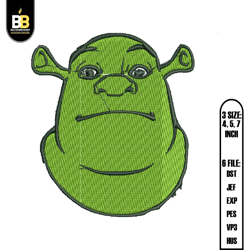 shrek head machine embroidery ,digital embroidery,embroidery files, digital embroidery design