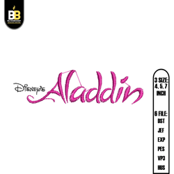 disney aladdin logo embroidery, aladdin embroidery ,embroidery files, digital embroidery design