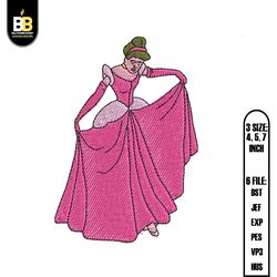dressed princess cinderella embroidery,princess embroidery, cartoon embroidery embroidery design,digital embroidery