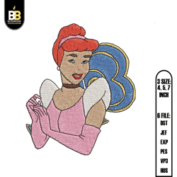 disney princess cinderella embroidery ,princess embroidery, cartoon embroidery embroidery design file