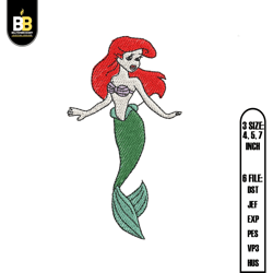 little mermaid ariel embroidery,princess embroidery,digital embroidery,embroidery files