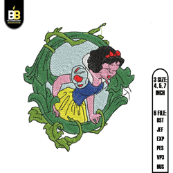 snow white animated princess embroidery, princess embroidery,digital embroidery,embroidery files