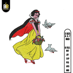 snow white and birds embroidery, princess embroidery,digital embroidery,embroidery files
