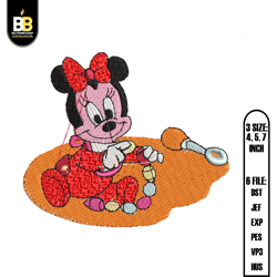 baby minnie mouse embroidery, mickey embroidery, cartoon embroidery,digital embroidery,embroidery files
